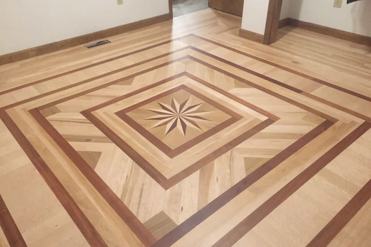 Custom medallion inlay with walnut borders