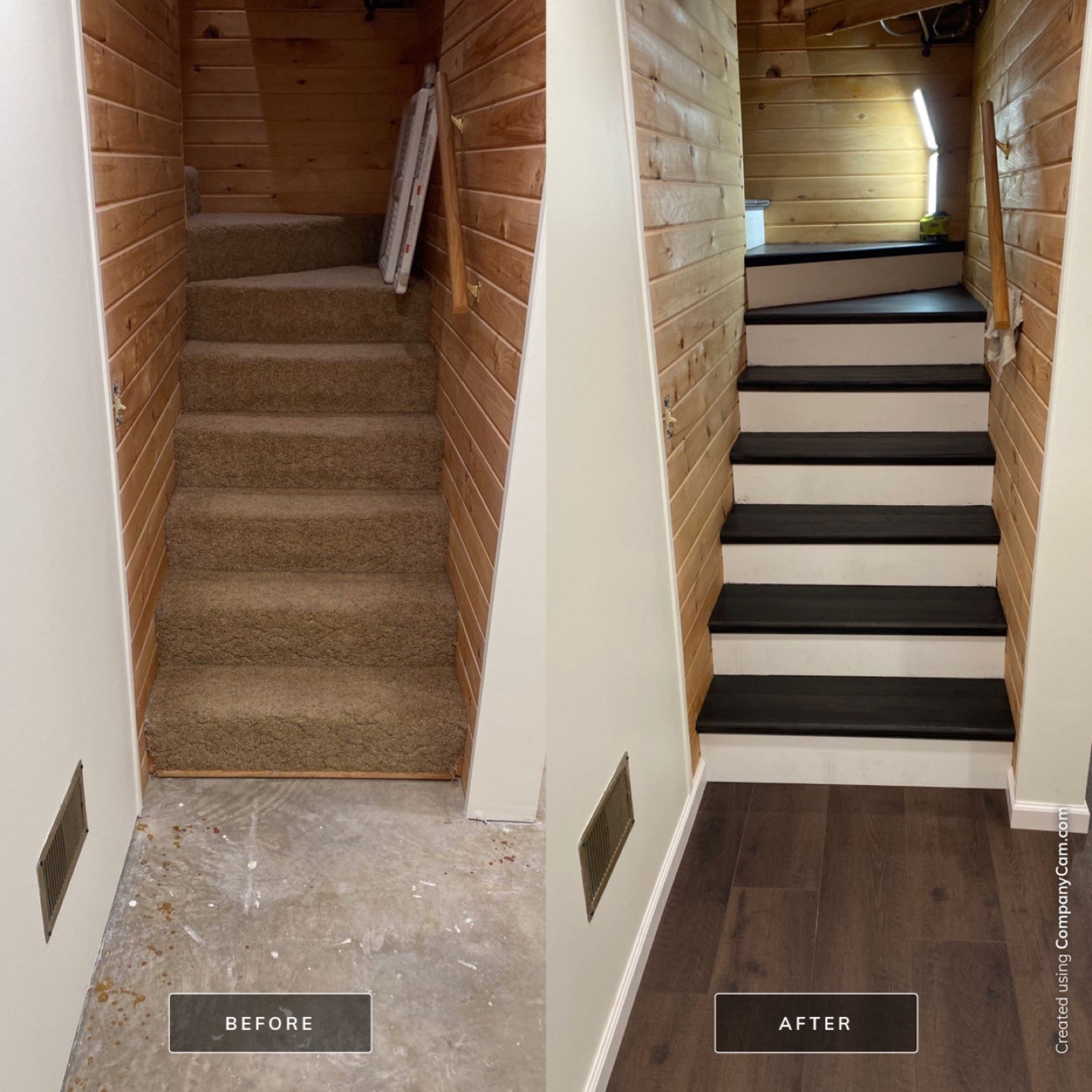 Stair install, before & after